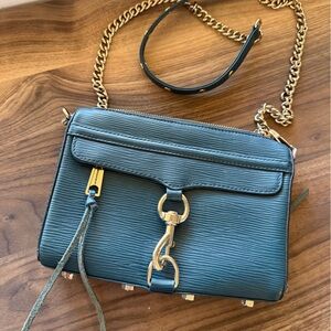 Rebecca Minkoff Blue Crossbody Bag with Gold Chain